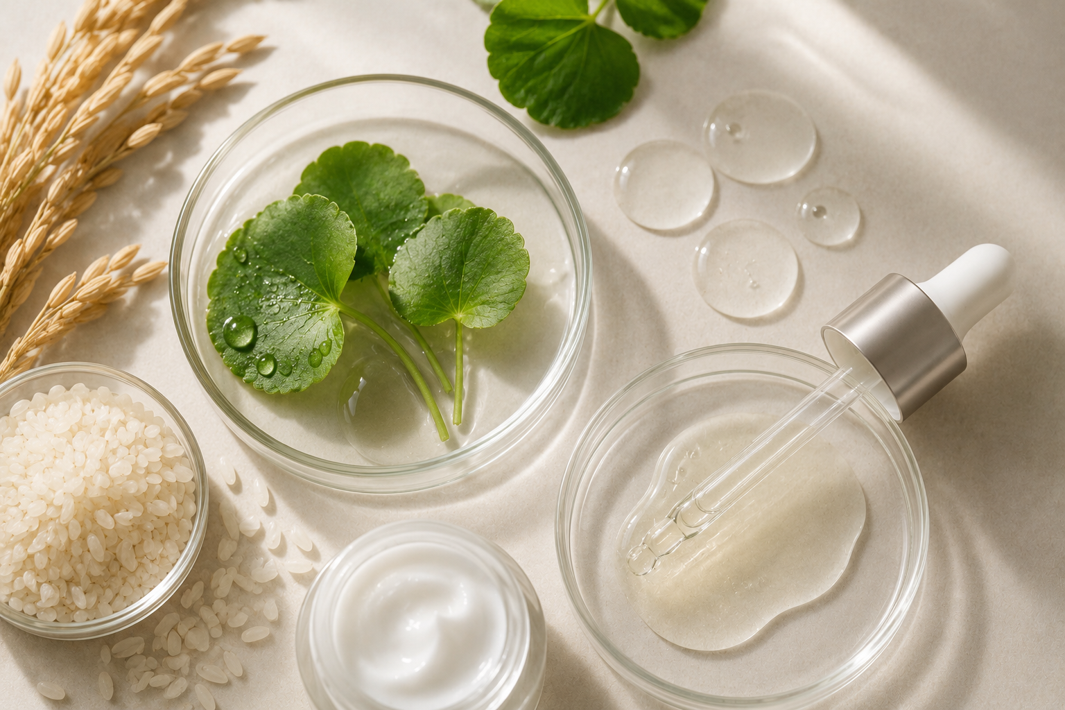 Centella Asiatica, rice extract and signature Korean skincare ingredients.