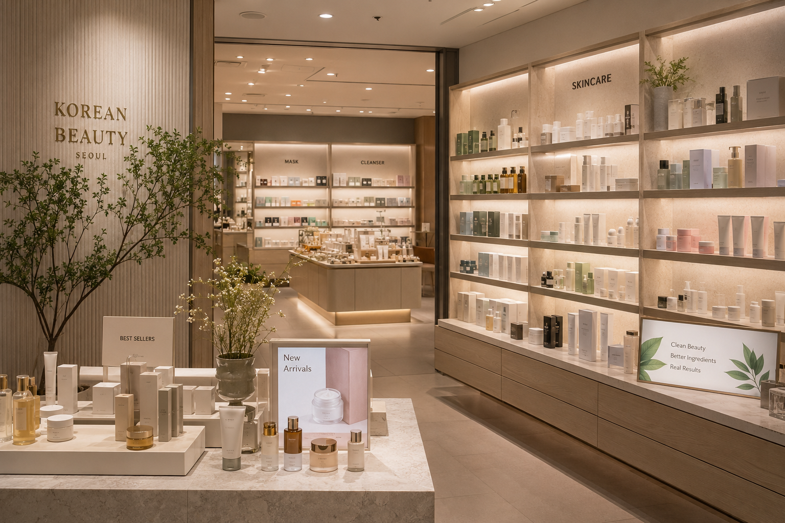 Korean beauty retail store in Seoul showcasing K-Beauty products.