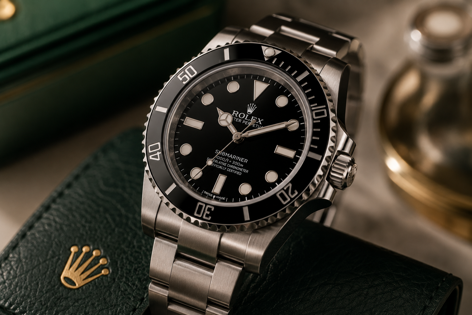 Luxury Watch Brands: Rolex Submariner luxury sports watch close-up.