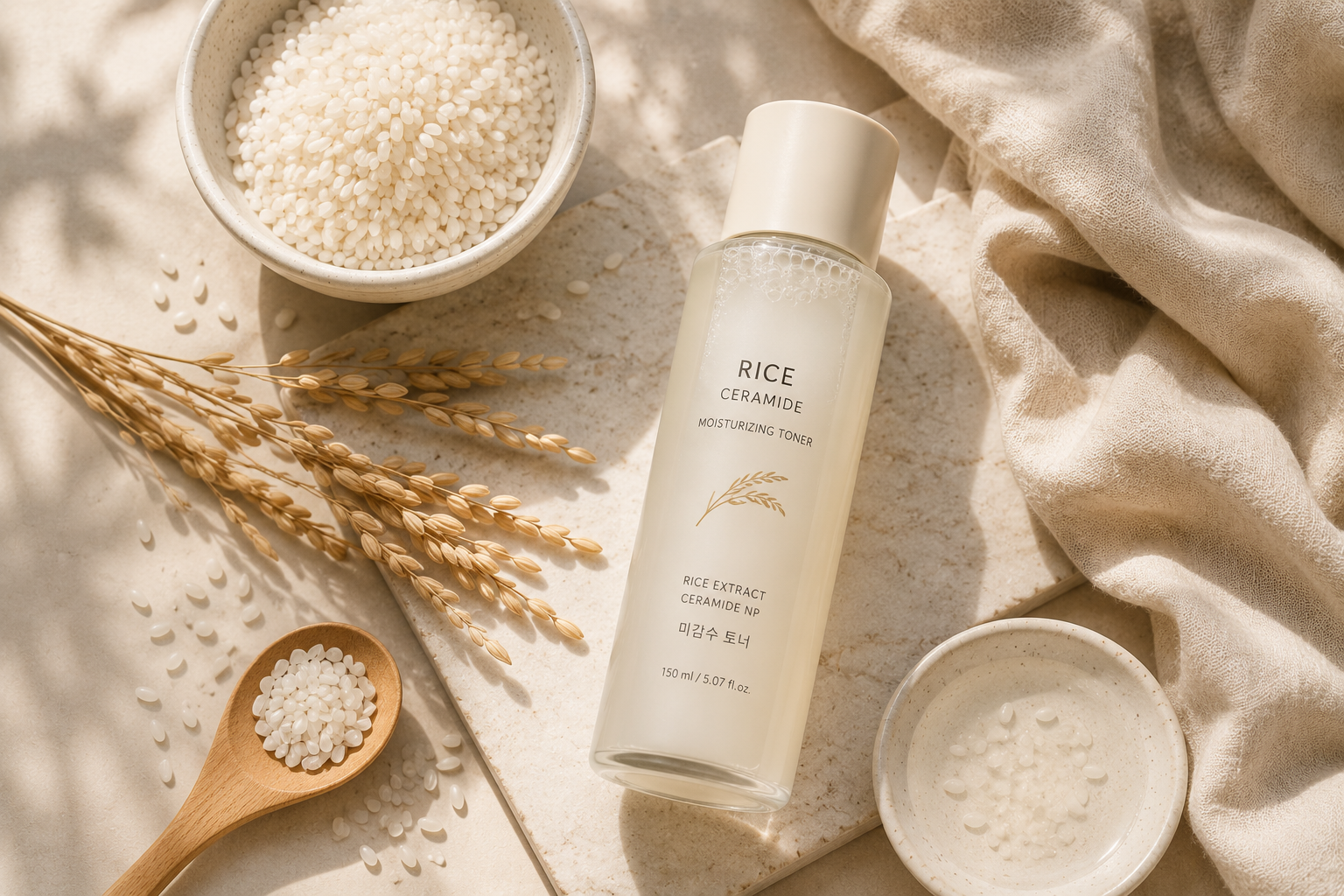 Rice extract skincare products used in Korean skincare routine