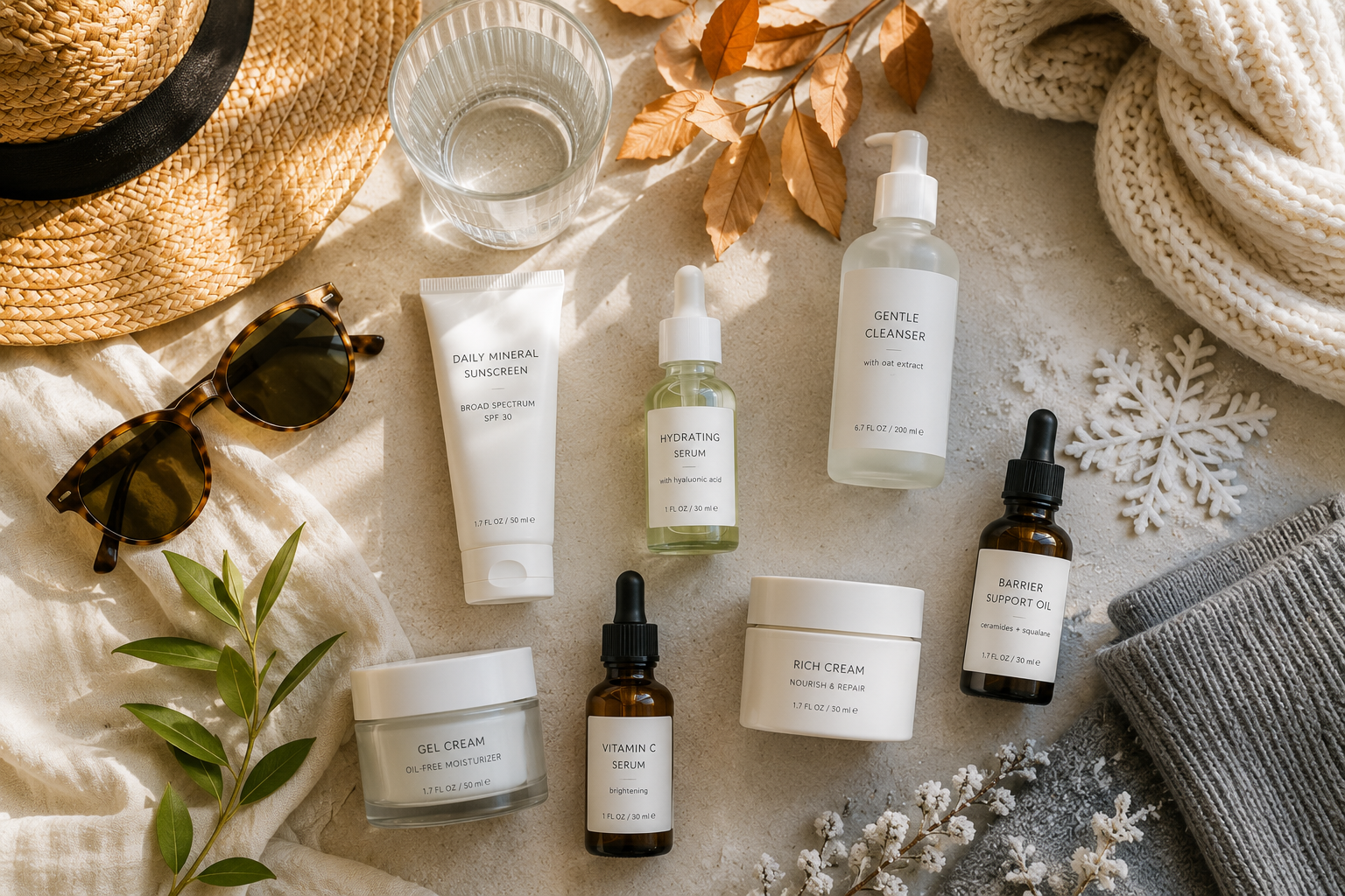 Korean skincare products used in a glass skin routine