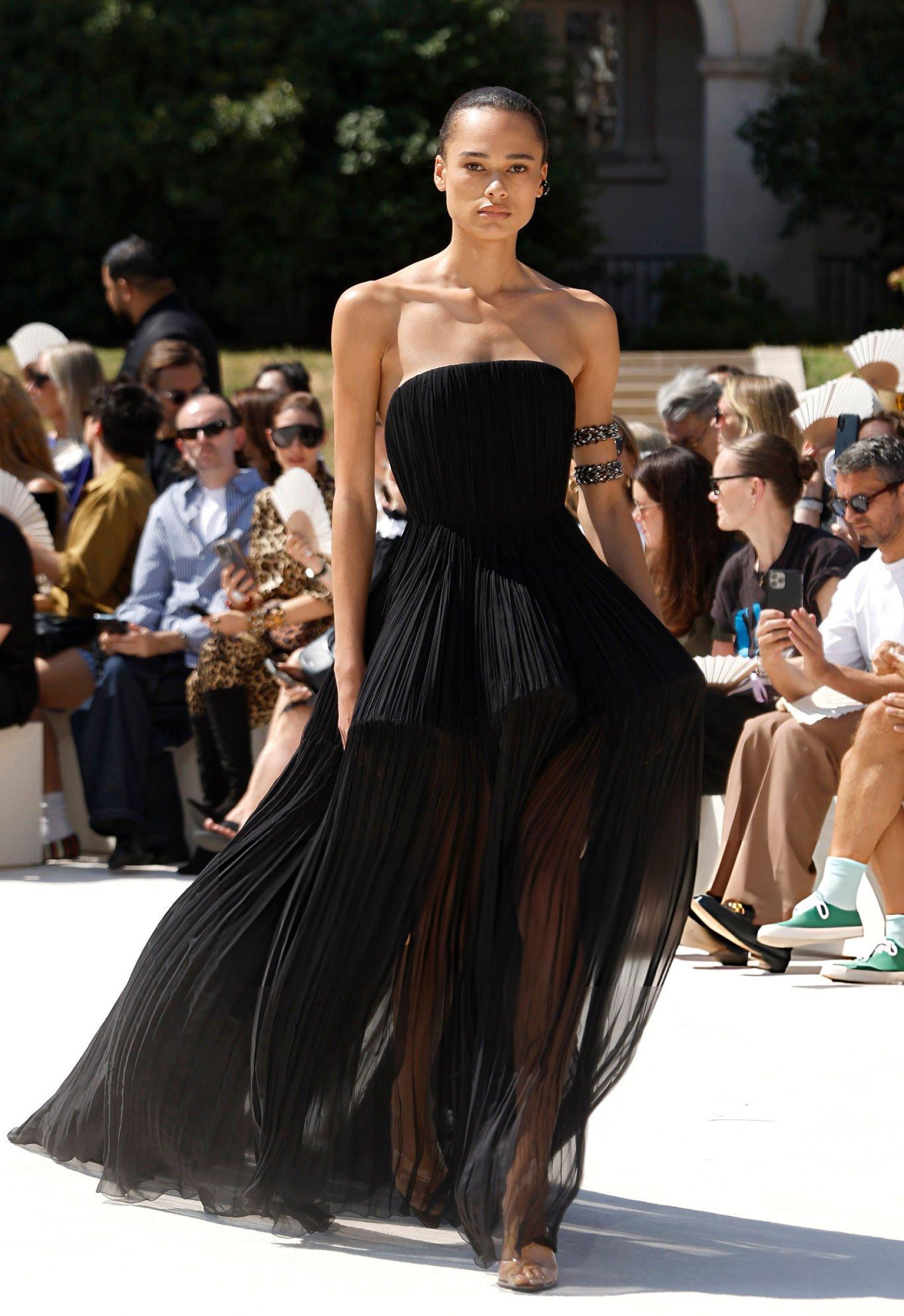 Balenciaga black pleated couture dress
