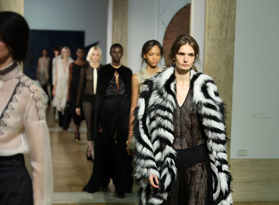 Fendi Couture Fall/Winter 2026-2027 runway look in Rome designed by Maria Grazia Chiuri