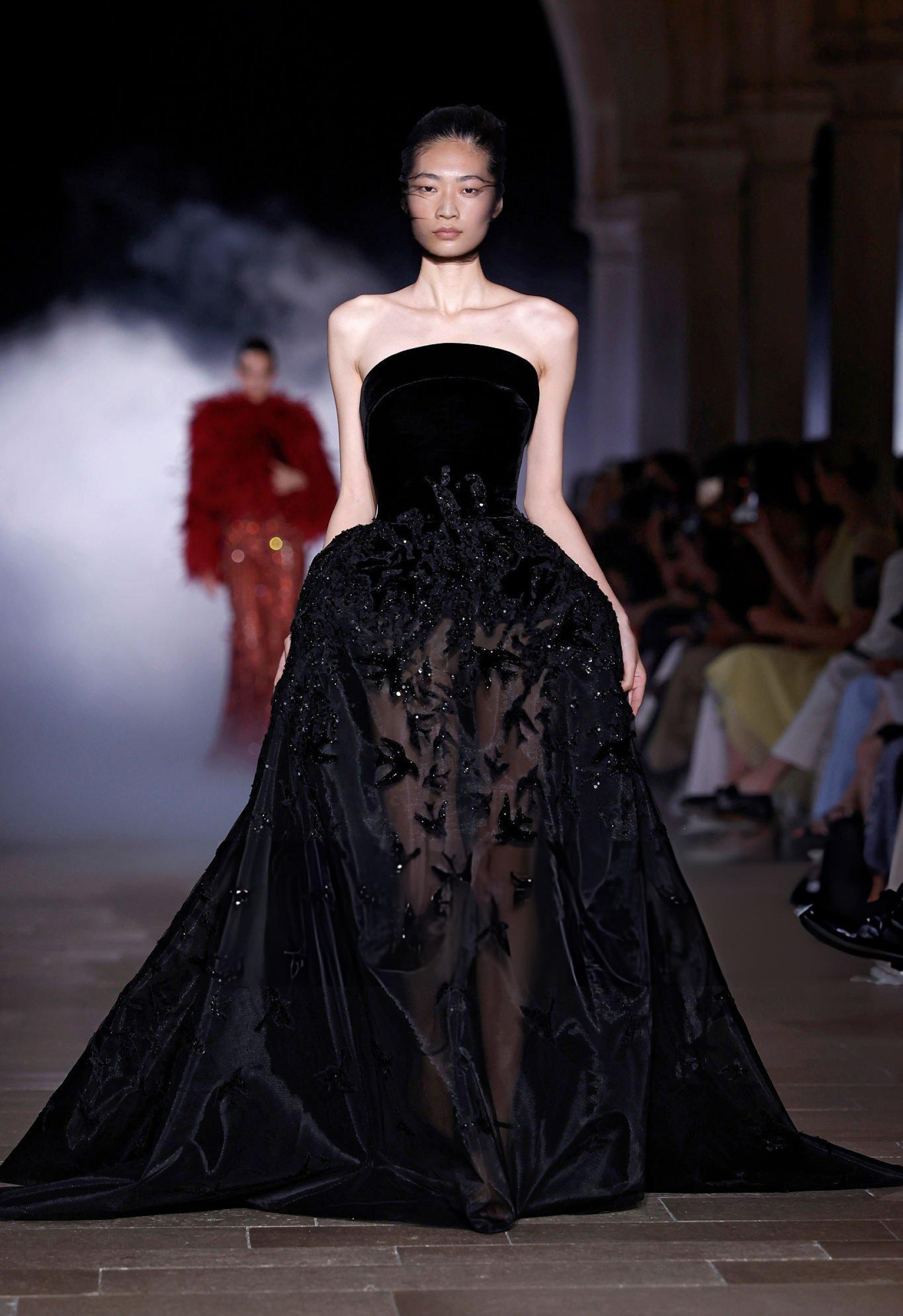 Zuhair Murad black couture gown Paris Haute Couture Week