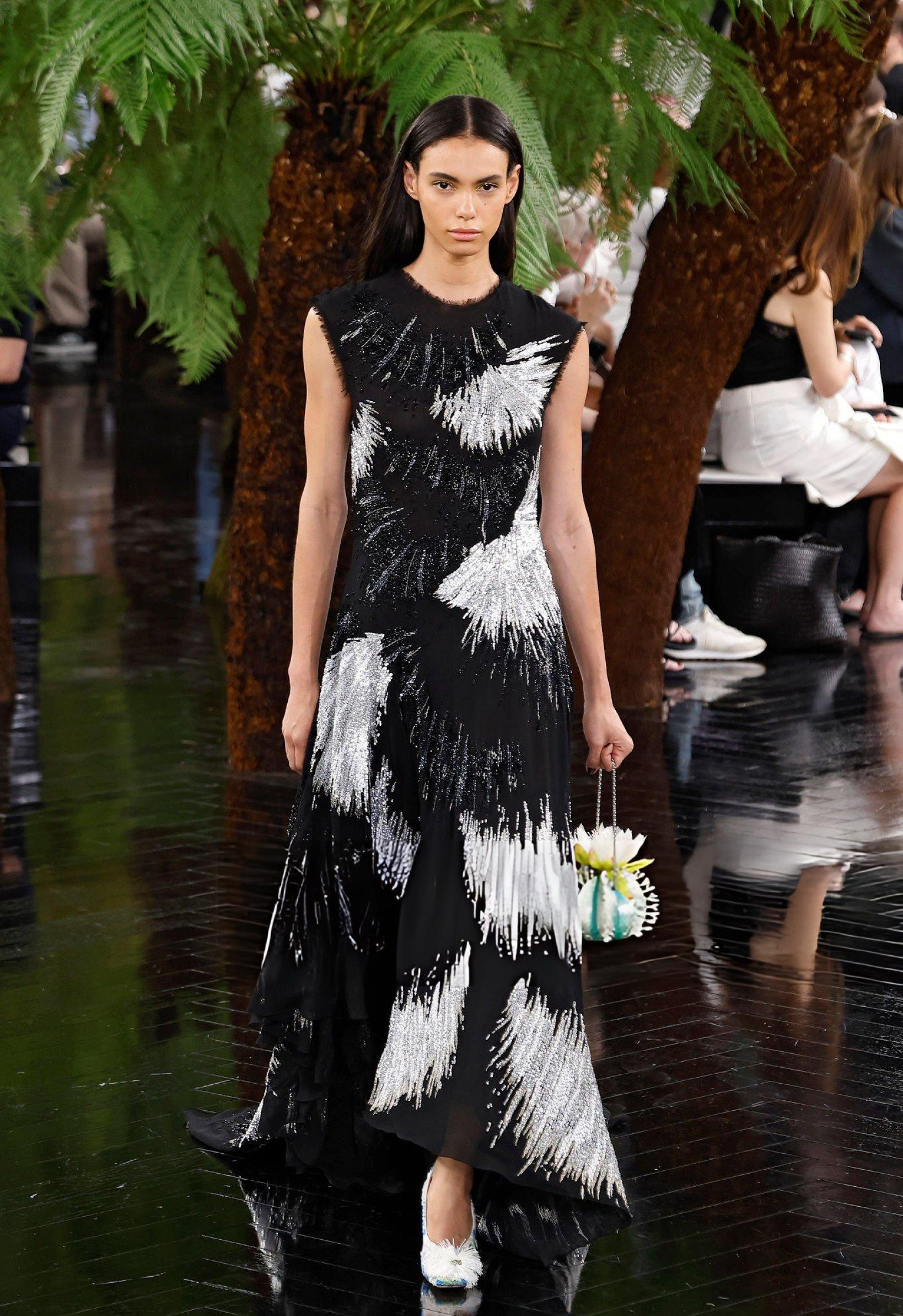 Christian Dior black embroidered couture gown