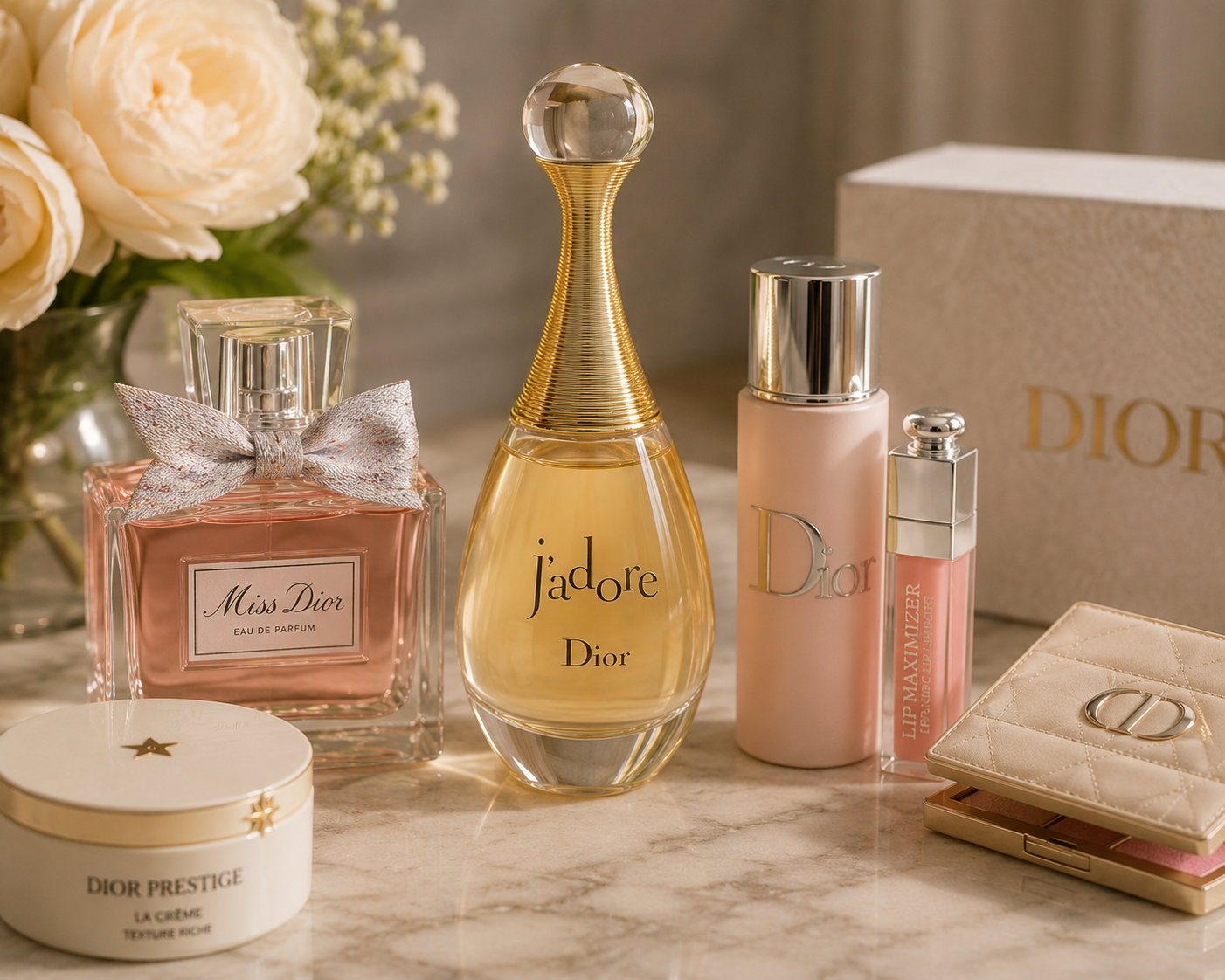 Miss Dior and J'adore perfumes.